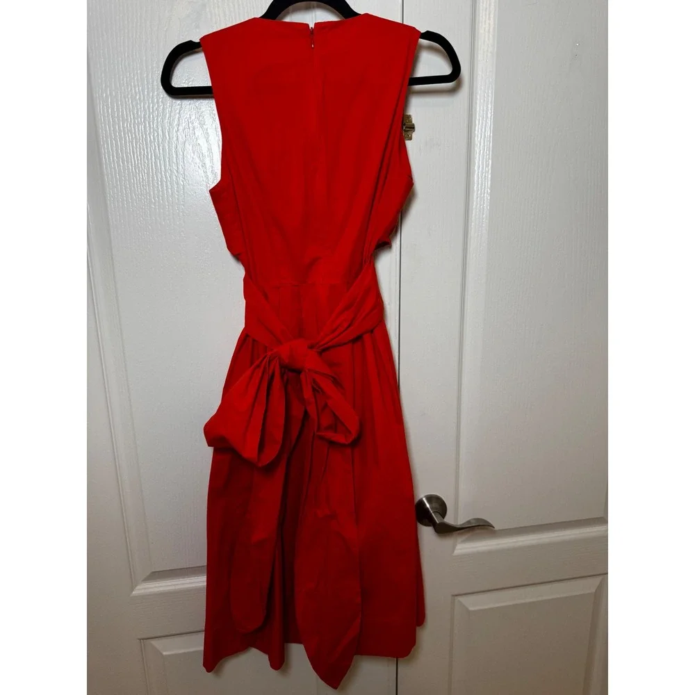 J. by J. Crew Women Orange Wrap Front Tie Back Bow Midi Dress Size 4